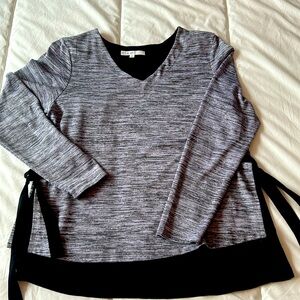 Casual Grey V-Neck Top with Side Ties